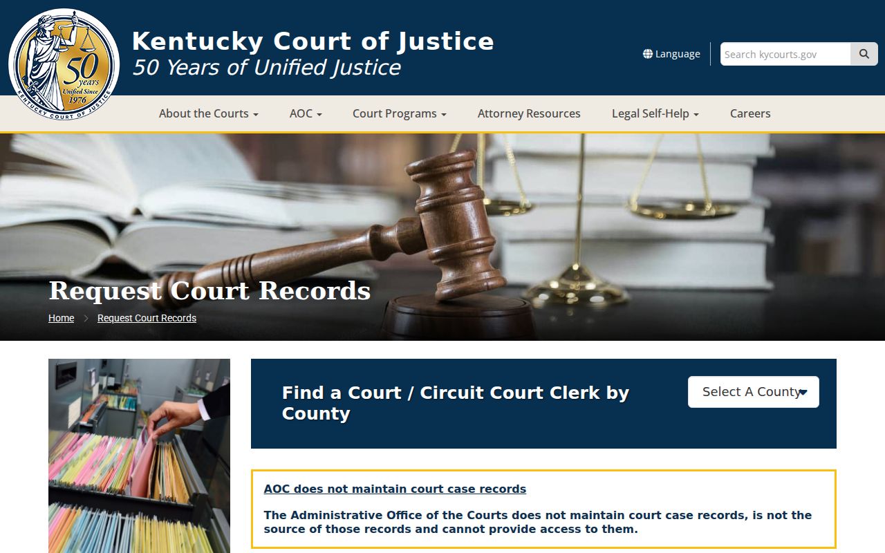 Kentucky request process for Garrard County criminal court case records