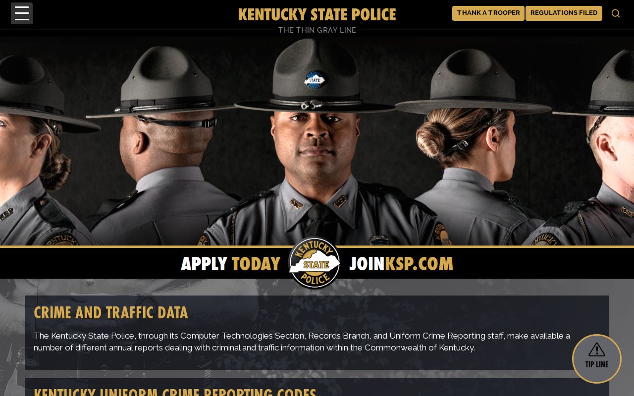 Kentucky State Police official crime and traffic data hub