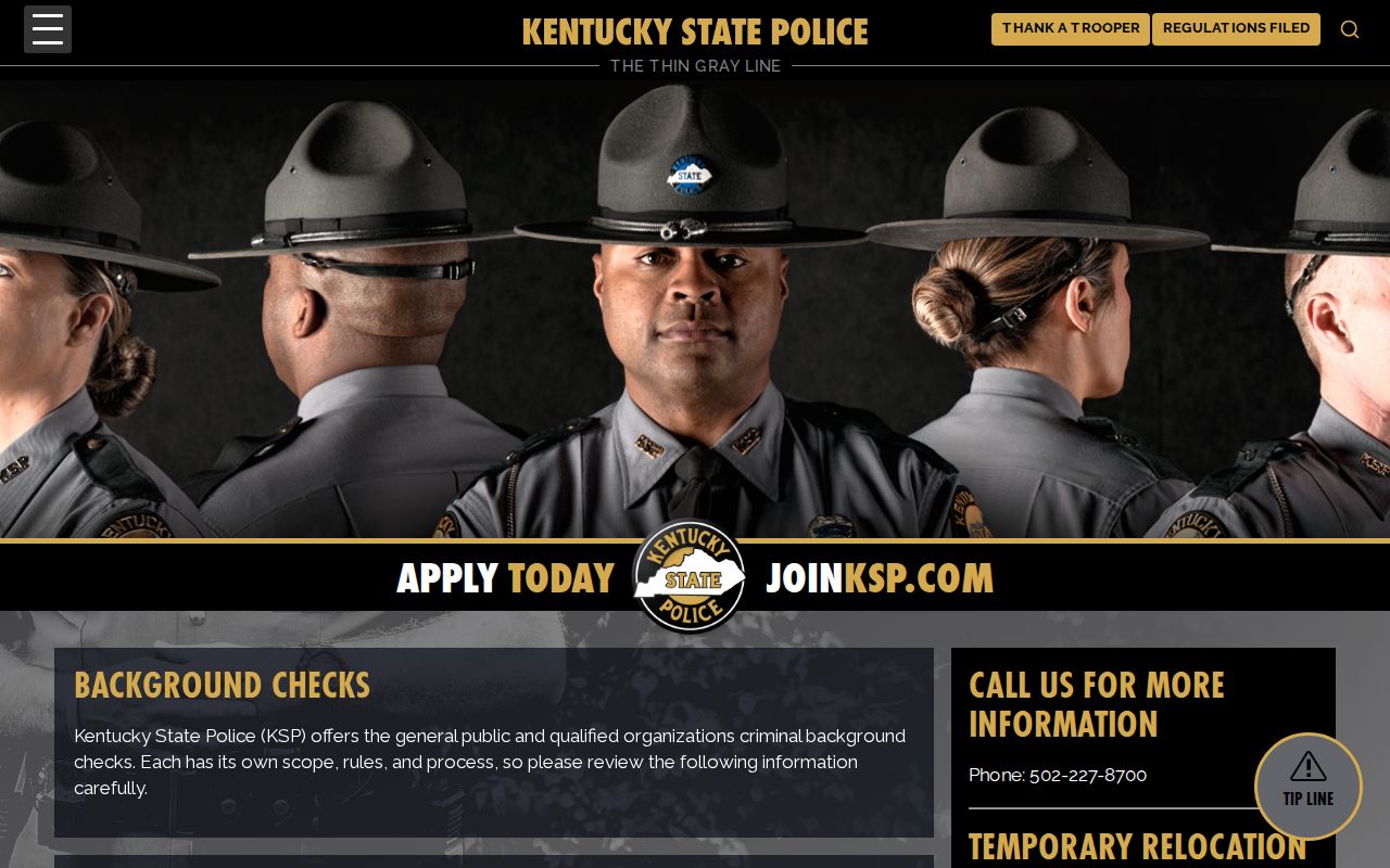 Kentucky State Police official background check options