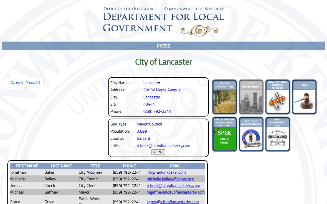 Official Lancaster city profile supporting Lancaster criminal record access